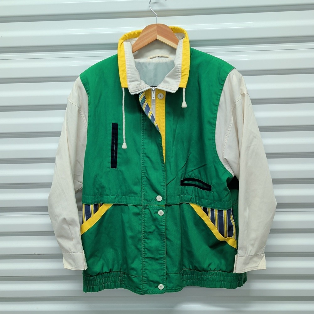 Braefair Sport Vintage Windbreaker Size M Green Color Block 90s Nautical Jacket — photo 3